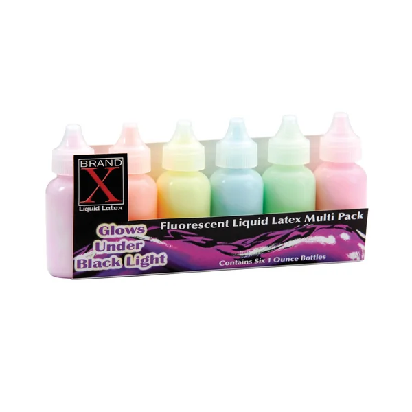 Brand X Liquid Latex Fluorscent Pack - 1 oz Asst. Pack of 6
