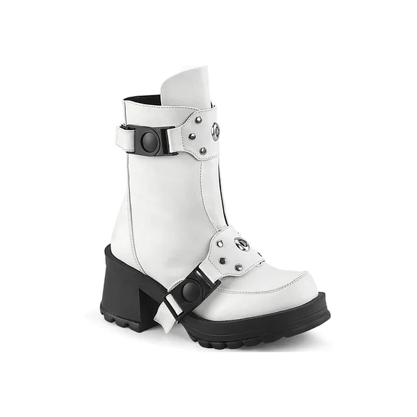 BRATTY-56 White Vegan Leather Ankle Boot