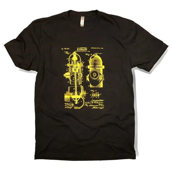 Burly Shirts Fire Hydrant Patent Tee – Black/Yellow