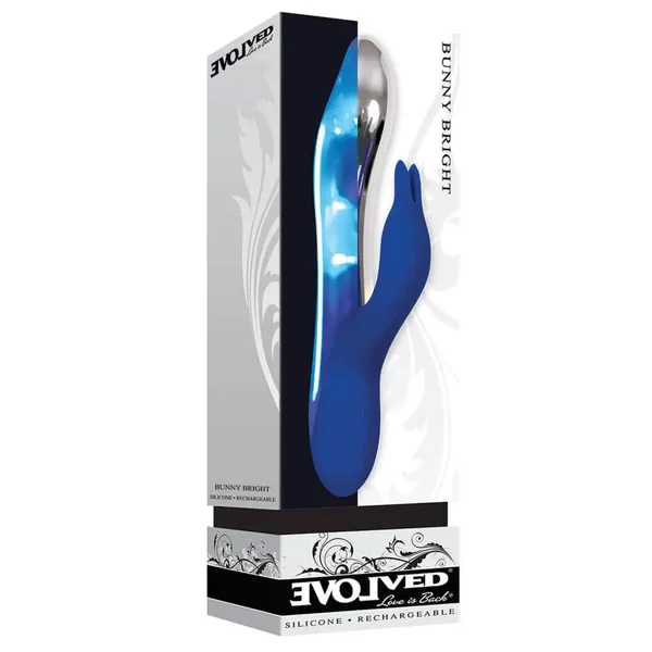 Buy Evolved Bunny Bright Light Up Metallic Vibrator - Dark Blue