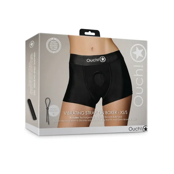 Buy Shots Ouch Vibrating Strap On Boxer - Black XS/S