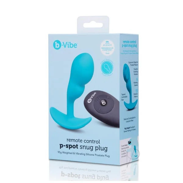 B-Vibe P-Spot Rechargeable Silicone Snug Plug with Remote Control 95g - Blue