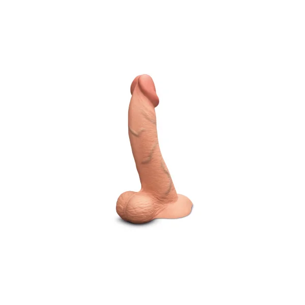 b-Vibe Slipskin 10 Inch Curvy Realistic Silicone Dildo, 8.0 Inch Insertable, 6.93 Inch Max Girth, Mocha