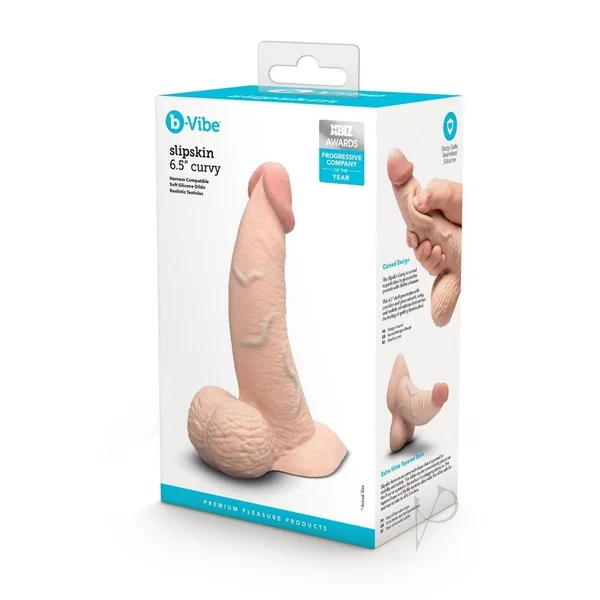 B-Vibe Slipskin Realistic Silicone Curved Dildo 6.5in - Vanilla