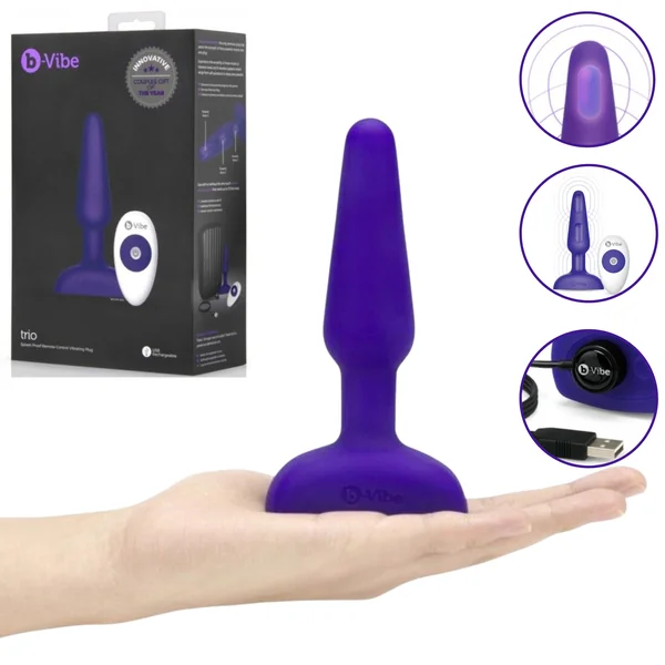 b-Vibe Trio Rechargeable Ultimate Anal Toy Vibrating Butt Plug with Remote