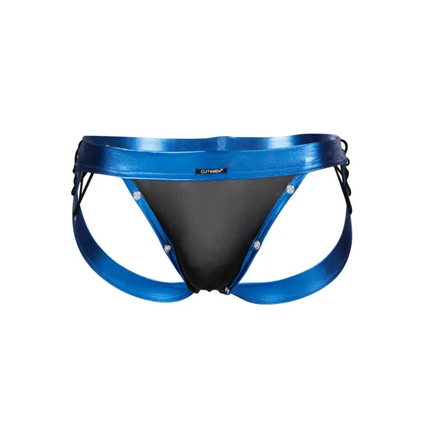 C4M Desire Jockstrap Blue Leatherette Large