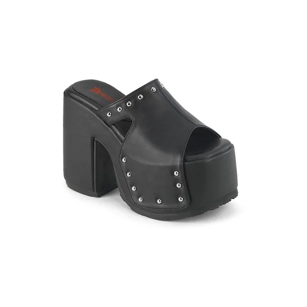 CAMEL-109 Black Vegan Leather Slides