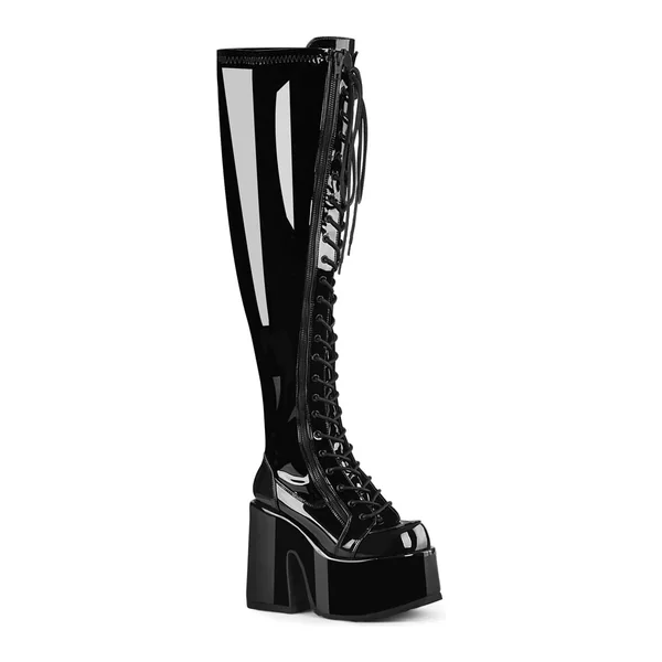 CAMEL-300WC Black Patent Thigh Boot