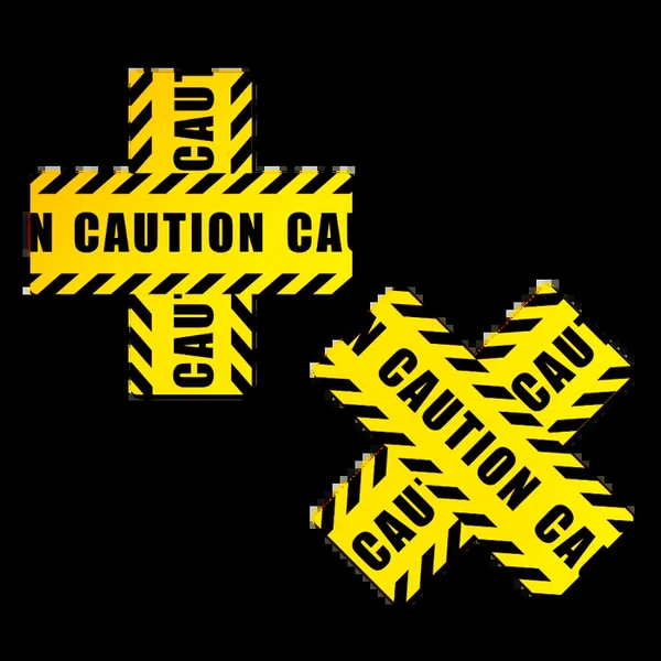 Caution Tape Nipple Pasties, Yellow/Black, One Size