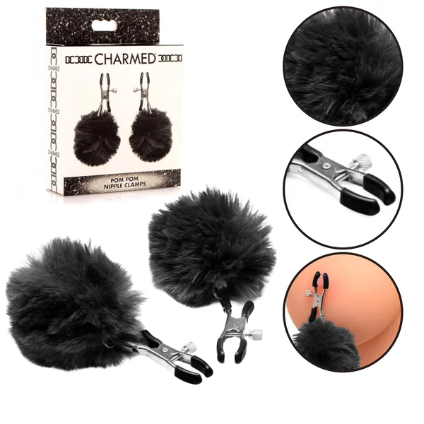 Charmed Pom Pom Nipple Clamps BDSM Nipple Toys Key