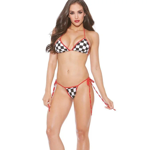 Checker Print Triangle Top Set