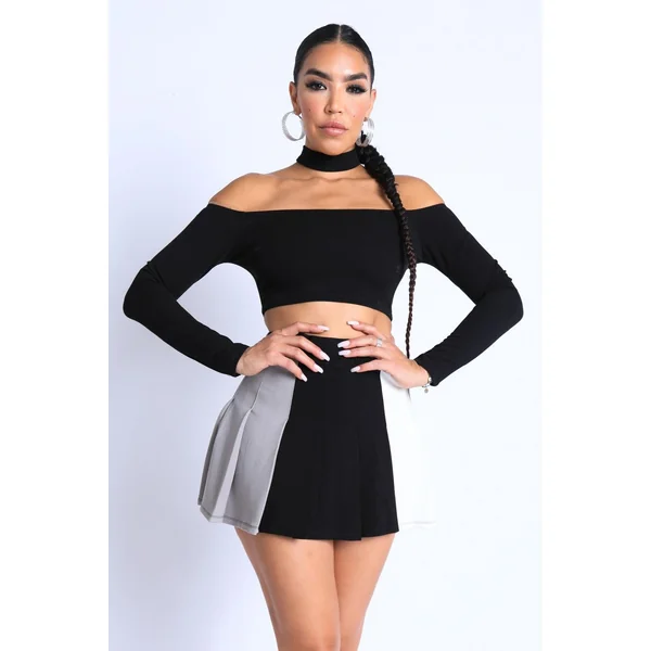 Choker Off-shoulder Top Set