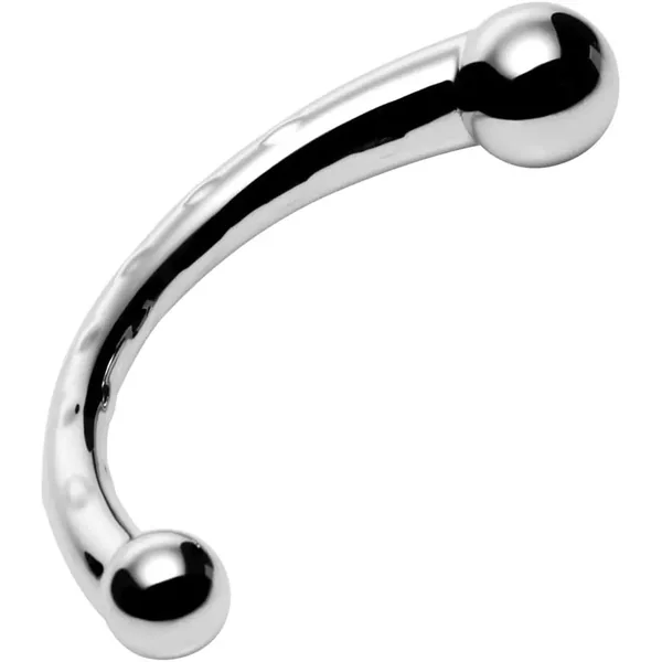 Chrome Crescent Dual Ended Dildo Metal Anal Sex Toy Steel Prostate Massager