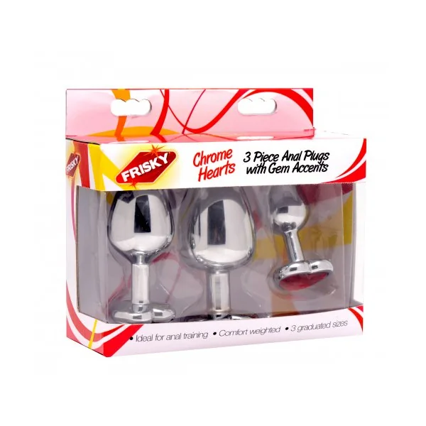 Chrome Hearts 3 Piece Anal Plugs With Gem Accents