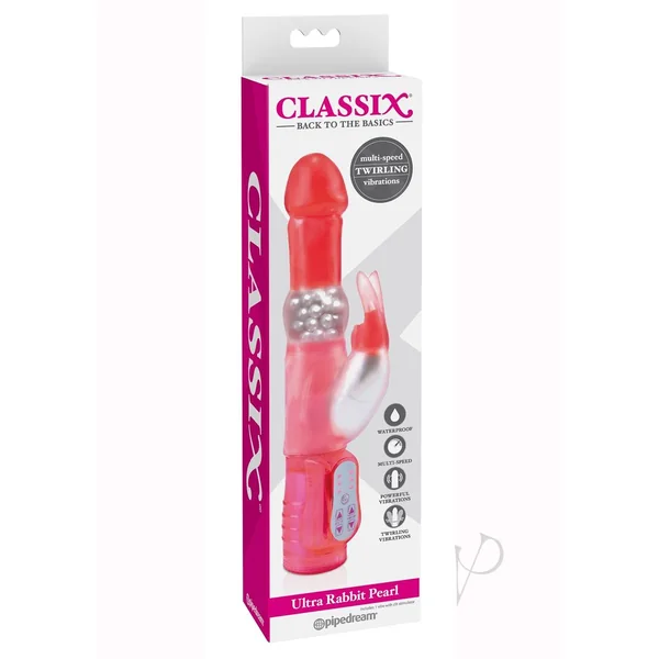 Classix Ultra Rabbit Vibrator Waterproof 10 Inch Pearl Pink