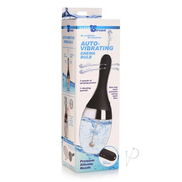 CleanStream Automatic Vibrating Rechargeable Silicone Enema Bulb - Black