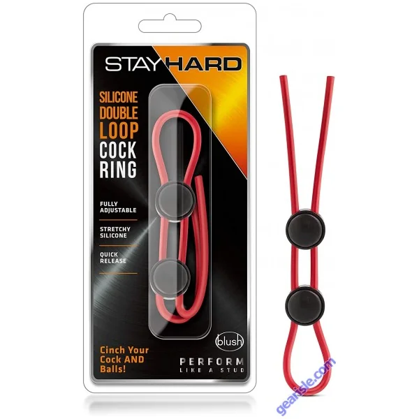 Cock Ring Blush Stay Hard Red Silicone Double Loop