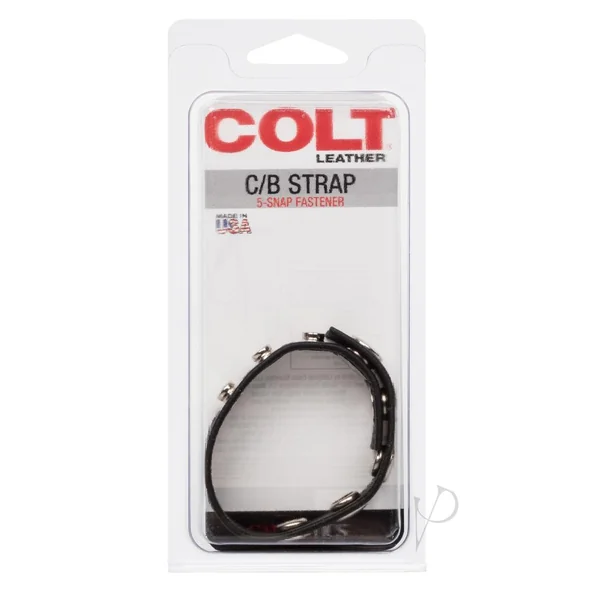 COLT Leather C/B Strap Adjustable 5 Snap Cock Ring - Black