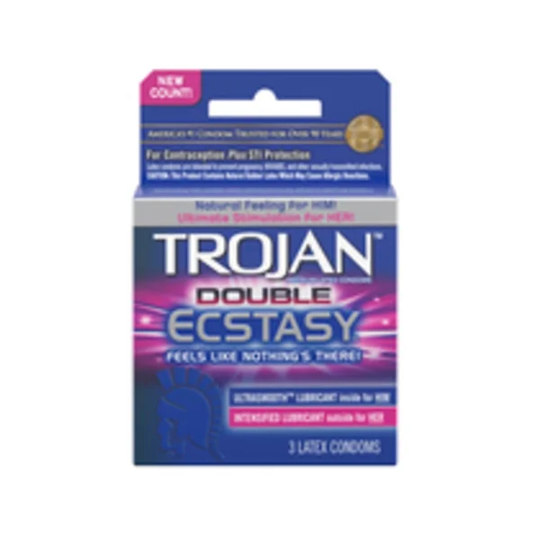 Condoms: Trojan Double Ecstasy 3 Pack Latex Condoms