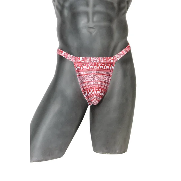 Coquette - 21334 - Men's Festive Thong - RedWhite
