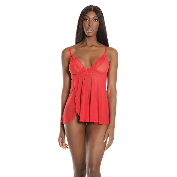 Coquette - 2571 - Babydoll & Thong Set - Red - OS