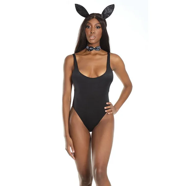 Coquette - 2627 - Bunny Teddy Set - Black - OS