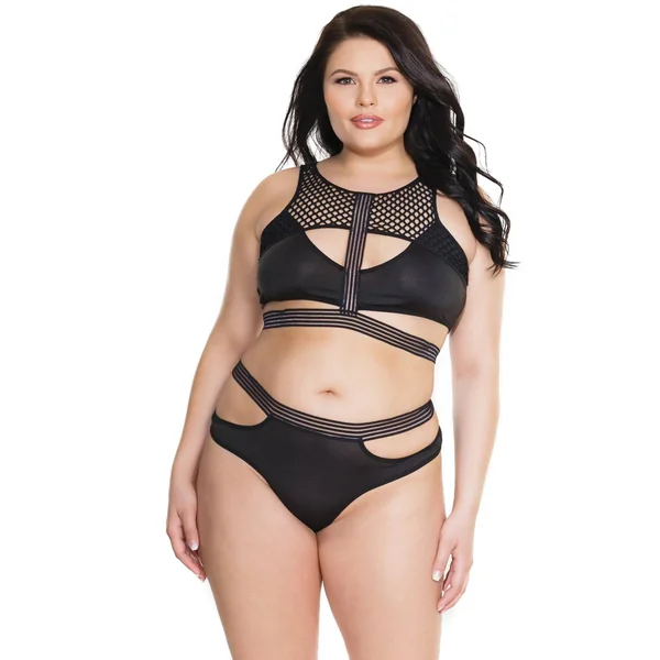 Coquette - 7210X - Bra & Panty Set - Black - OSXL