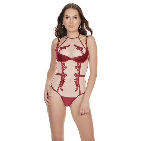 Coquette - 7223 - Halter Teddy - Merlot