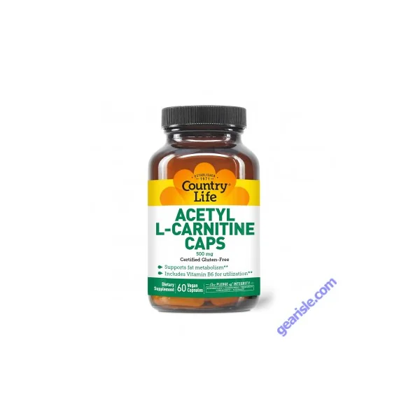 Country Life Acetyl L Carnitine 500mg Vitamin B6 Vegan & Gluten Free 60 Caps