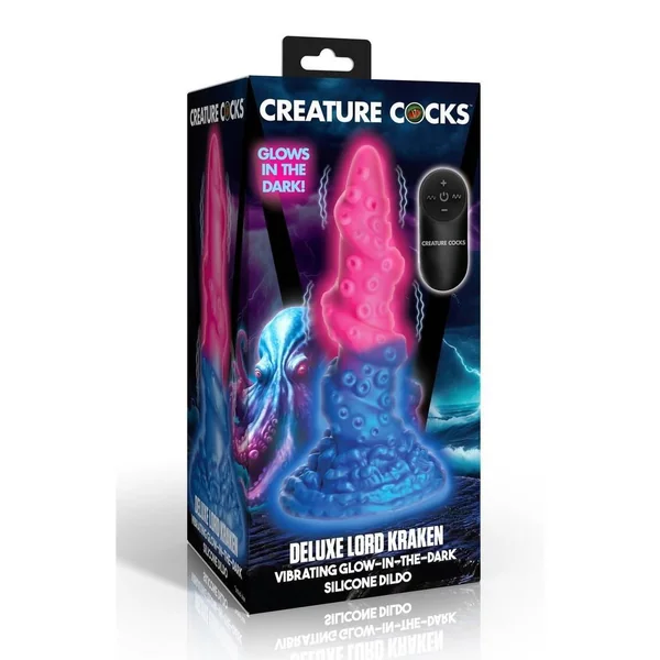 Creature Cocks Deluxe Lord Kraken Vibrating Rechargeable Silicone Glow In The Dark Dildo