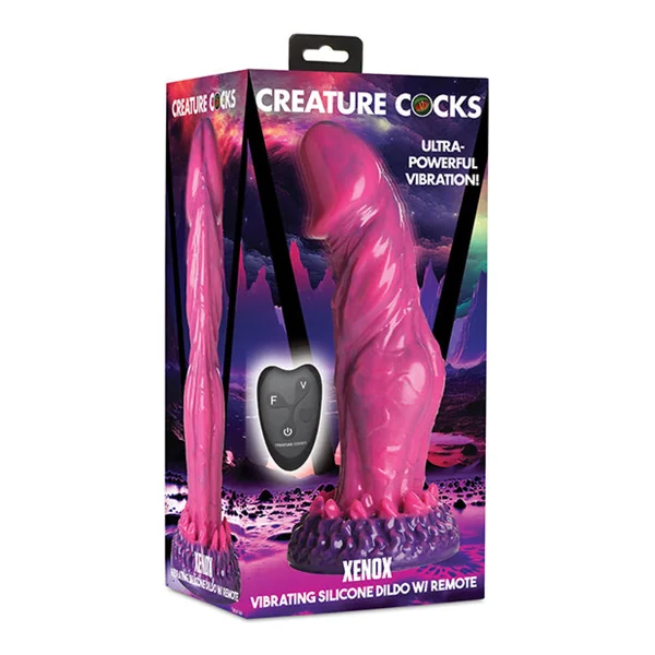 Creature Cocks Xenox Vibrating Silicone Dildo w/Remote - Pink/Purple