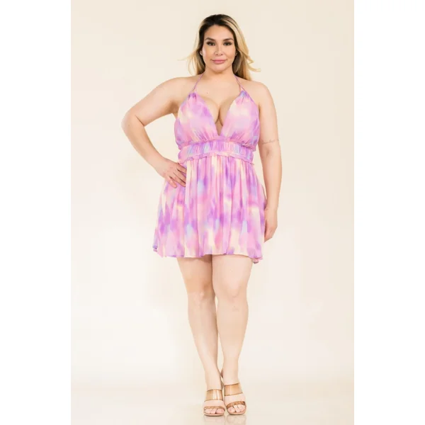 Crushed Chiffon Tiedye Smocked Waist