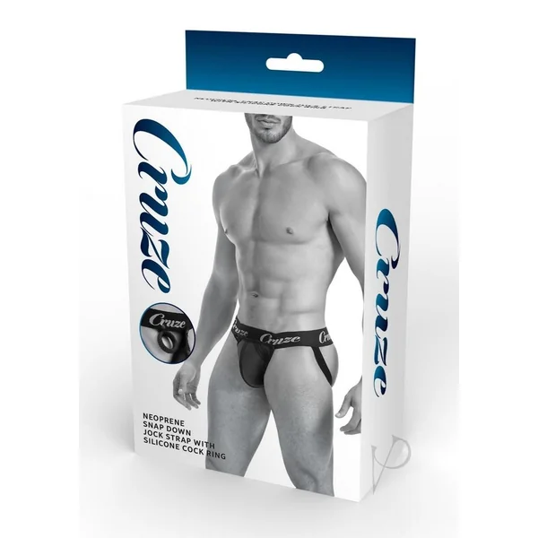 Cruze High Bar Jockstrap with Cock Ring - Small/Medium - Black
