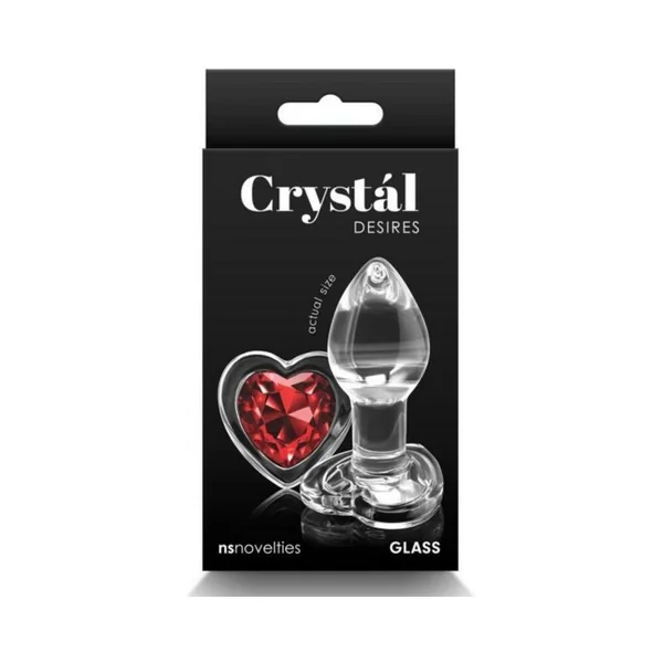 Crystal Desires Glass Heart Gem Butt Plug Small - Red