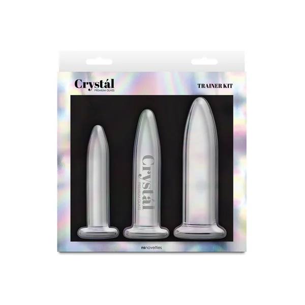 Crystal Trainer Glass Anal Plugs Kit (3pc Set) - Clear