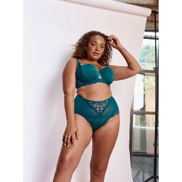 Daley Lace Bra & Brief Set : Blue Coral