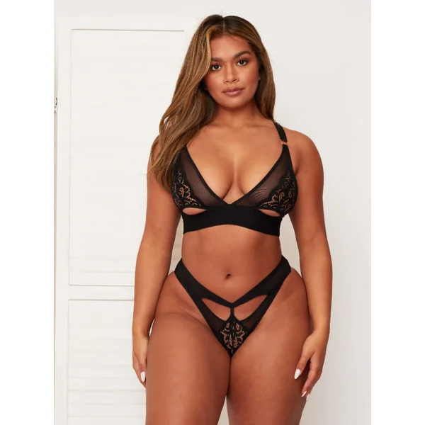 Daphne Bralette & Brief Set : Midnight Black