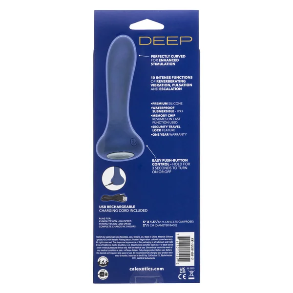 Deep Curve Blue Anal Vibrator Ergonomic Pleasure Probe