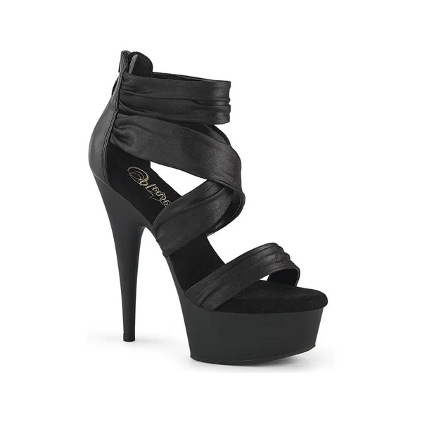 DELIGHT-620 Black Faux Leather Sandal