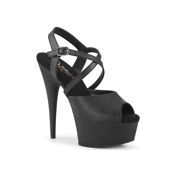 DELIGHT-624-1 Black Faux Leather Sandal