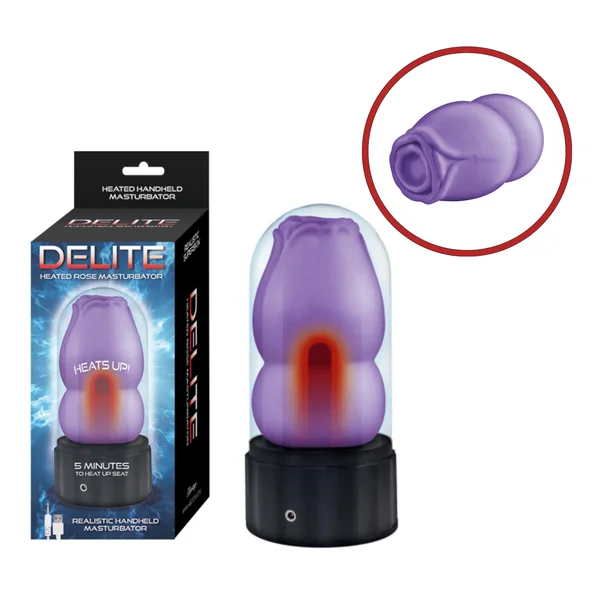 Delite Heated Rose Masturbator Rechargeable Handheld Men Stroker