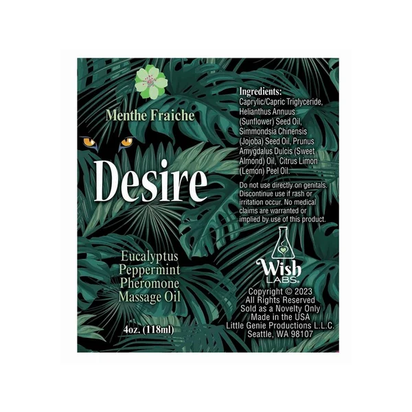 Desire Pheromone Massage Oil 4oz – Eucalyptus/Peppermint