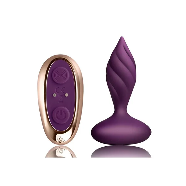 Desire Rechargeable Silicone Anal Plug with Remote Control – Purple/Rose Gold
