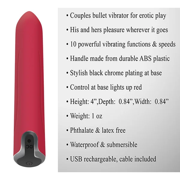 Diablo Rechargeable Bullet Vibrator Multi Speed Waterproof Red