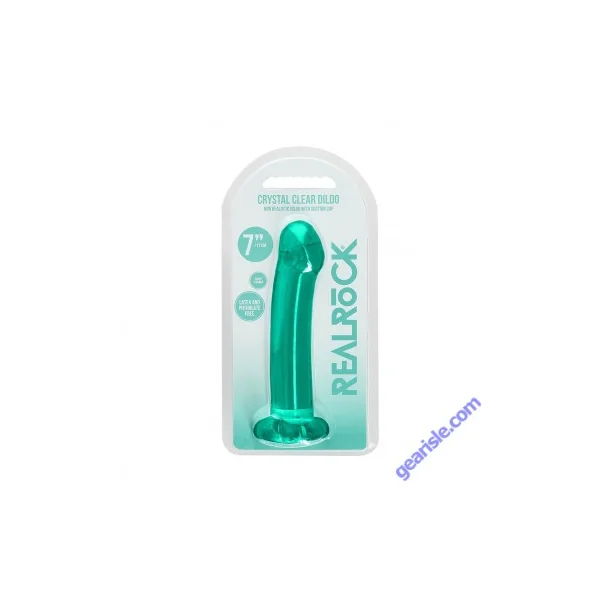 Dildo Non Realistic 6.7" Suction Cup Crystal Turquoise Shots Toys