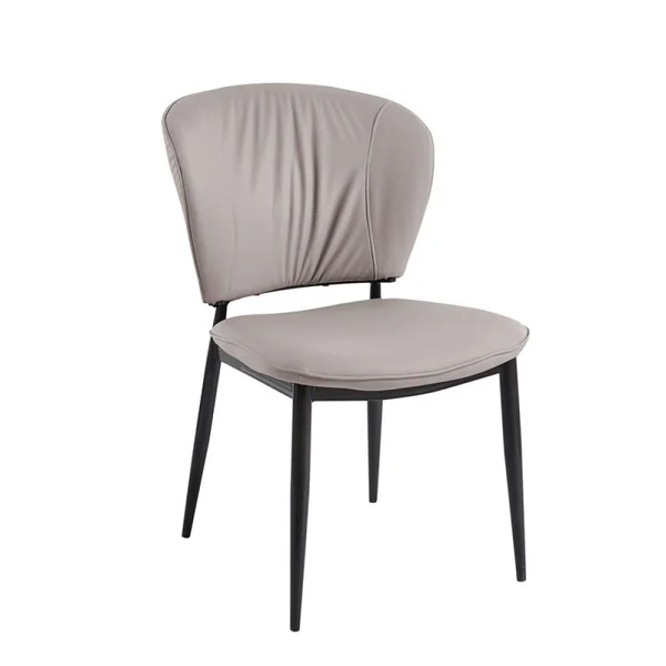 DIMA Καρέκλα Τραπεζαρίας- Κουζίνας, Μέταλλο Βαφή Μαύρο, Pu Γκρι ΕΜ173,2 Γκρι, Μαύρο από PU – PVC, Μέταλλο 53x70x82cm 2τμχ