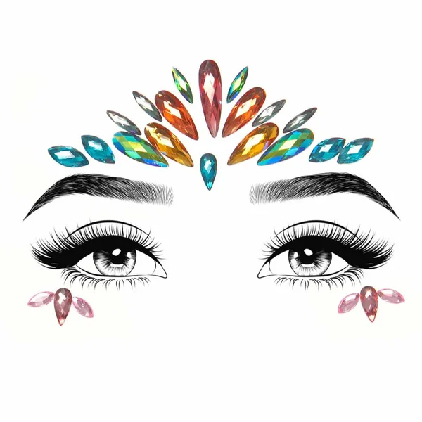 Diva Adhesive Face Jewels - Rainbow Tiara
