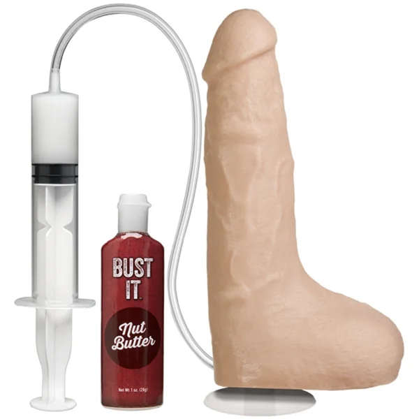 Doc Johnson Bust It Squirting Realistic Cock Firmskyn Dildo Pink 8.5 Inch