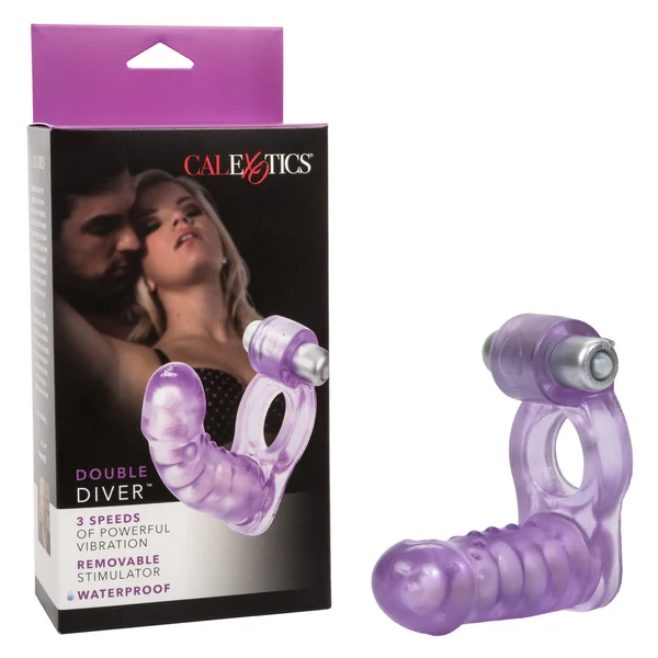 Double Diver Vibrating Enhancer w/Flexible Penetrator - Purple