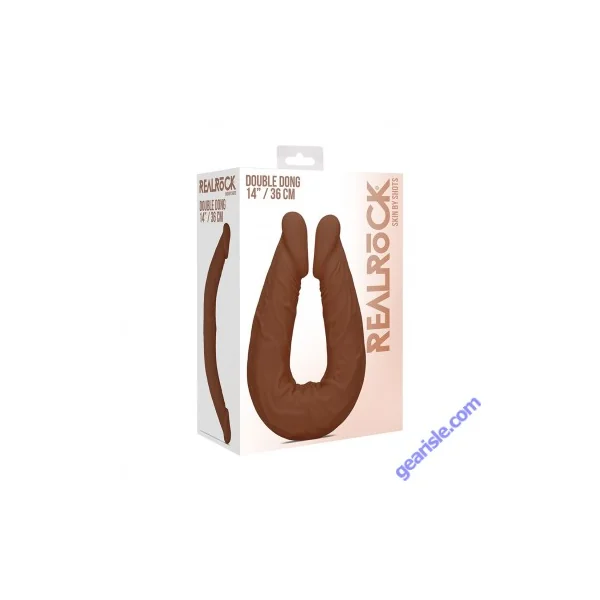 Double Dong 36 Cm Brown Cock by Shots Toys